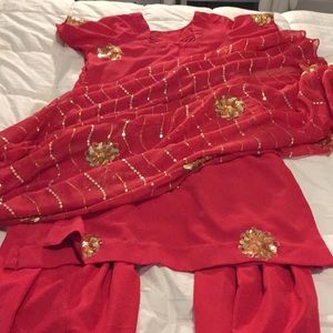 Coral and Gold Punjabi Salwar Kameez